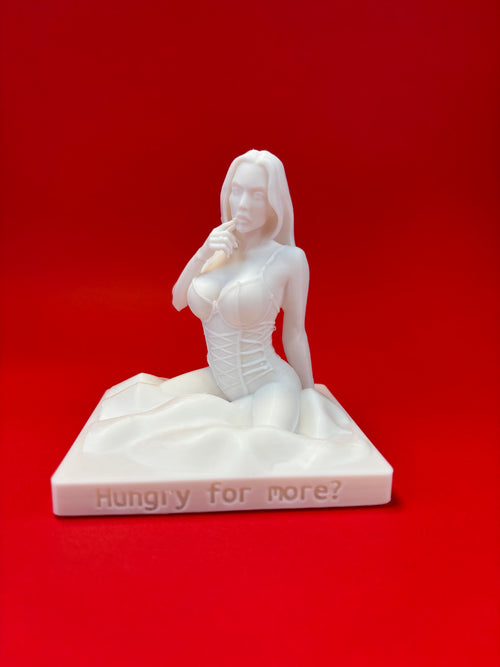 White statue on a red background