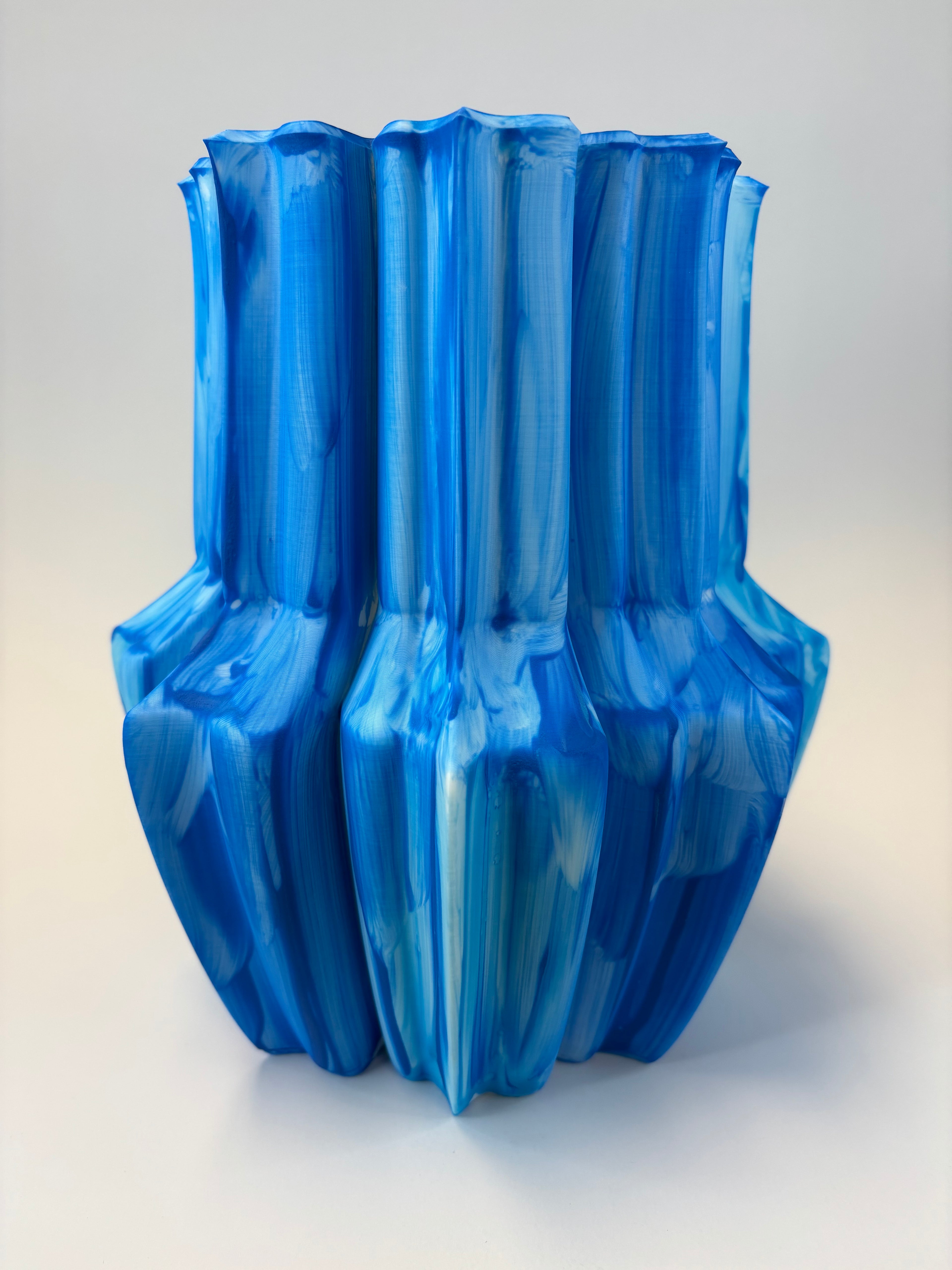 Blue vase with textured surface