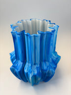 Blue vase with textured surface