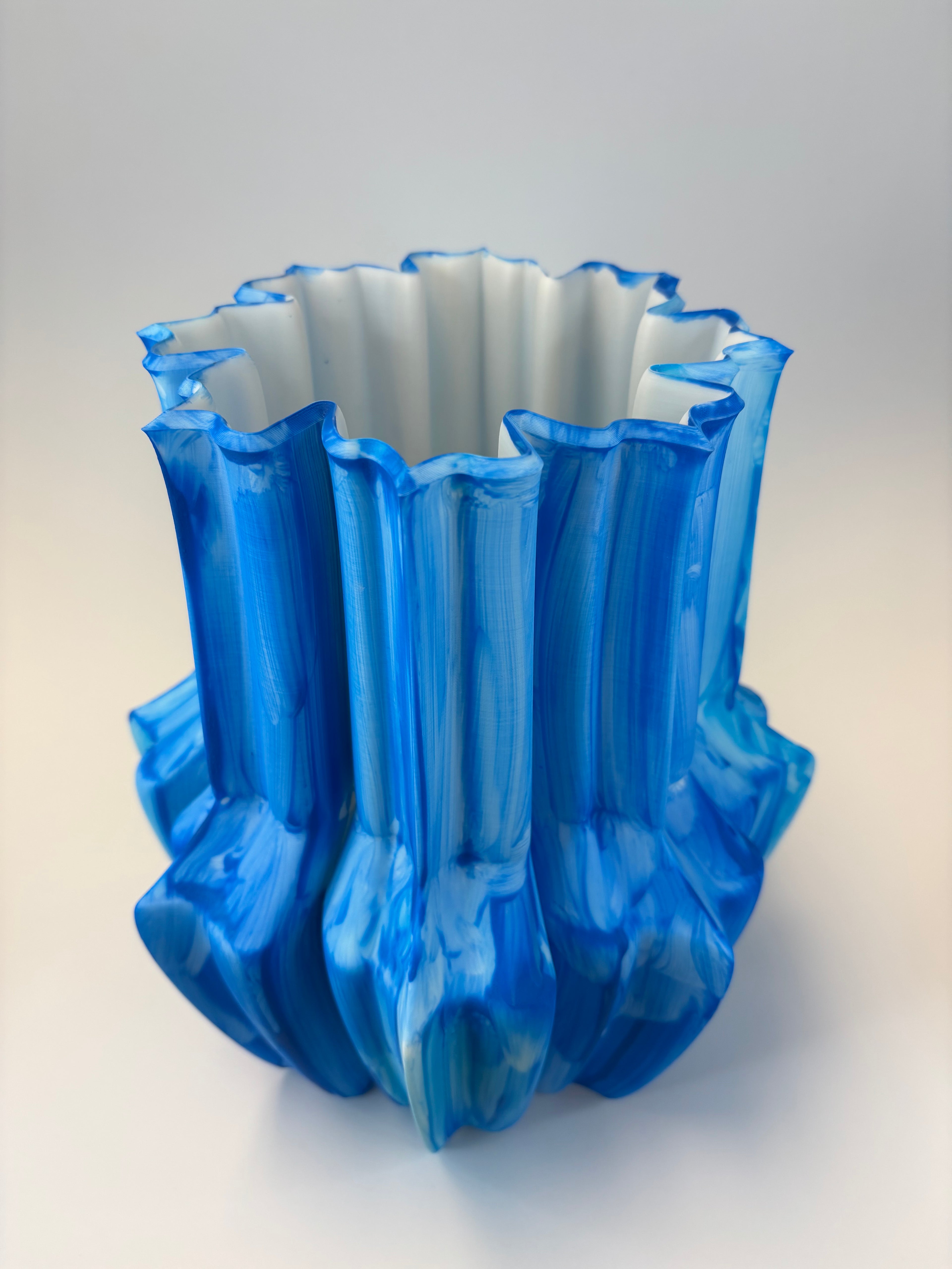 Blue vase with textured surface