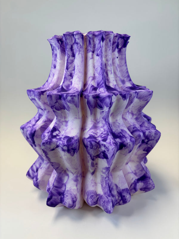 Purple and white textured vase.