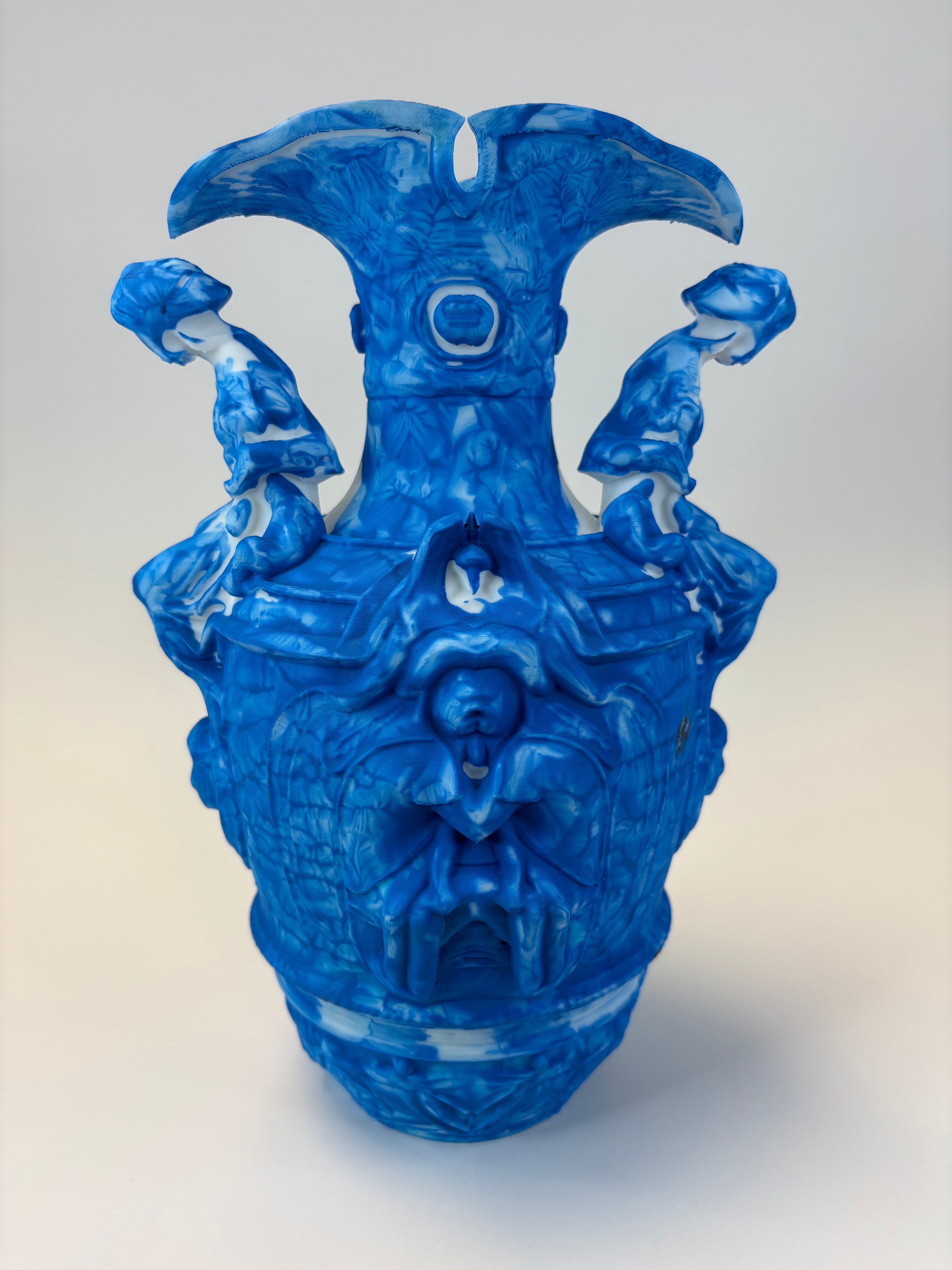 Blue vase with decorative design