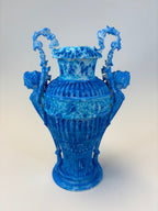 Blue decorative vase with intricate design