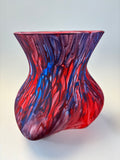 Abstract art piece with red and blue