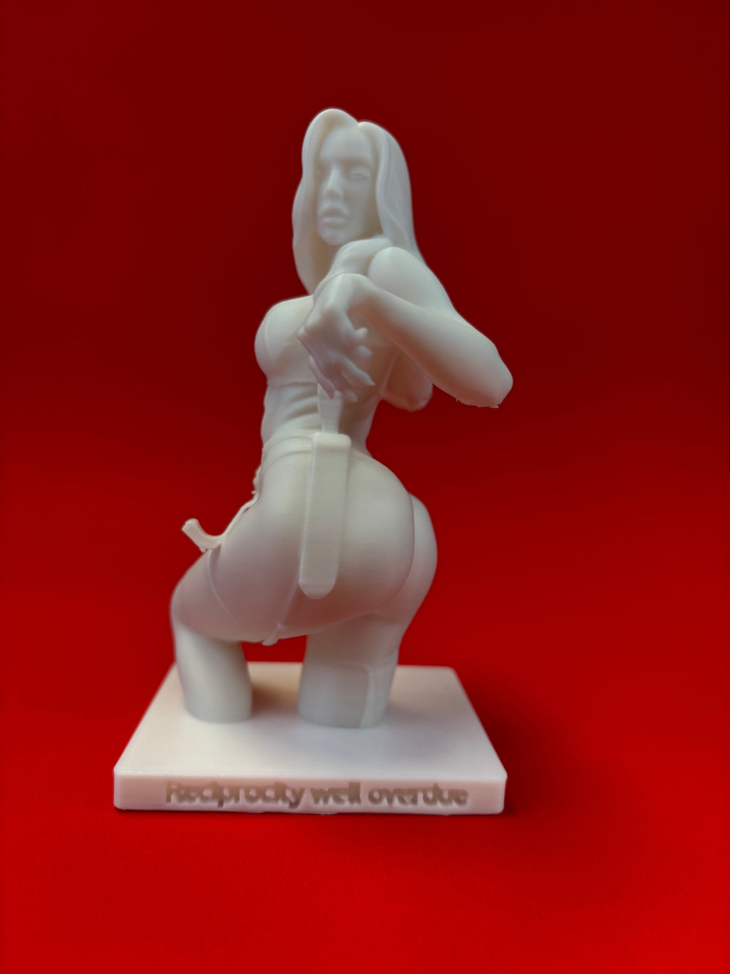 White figure on a red background