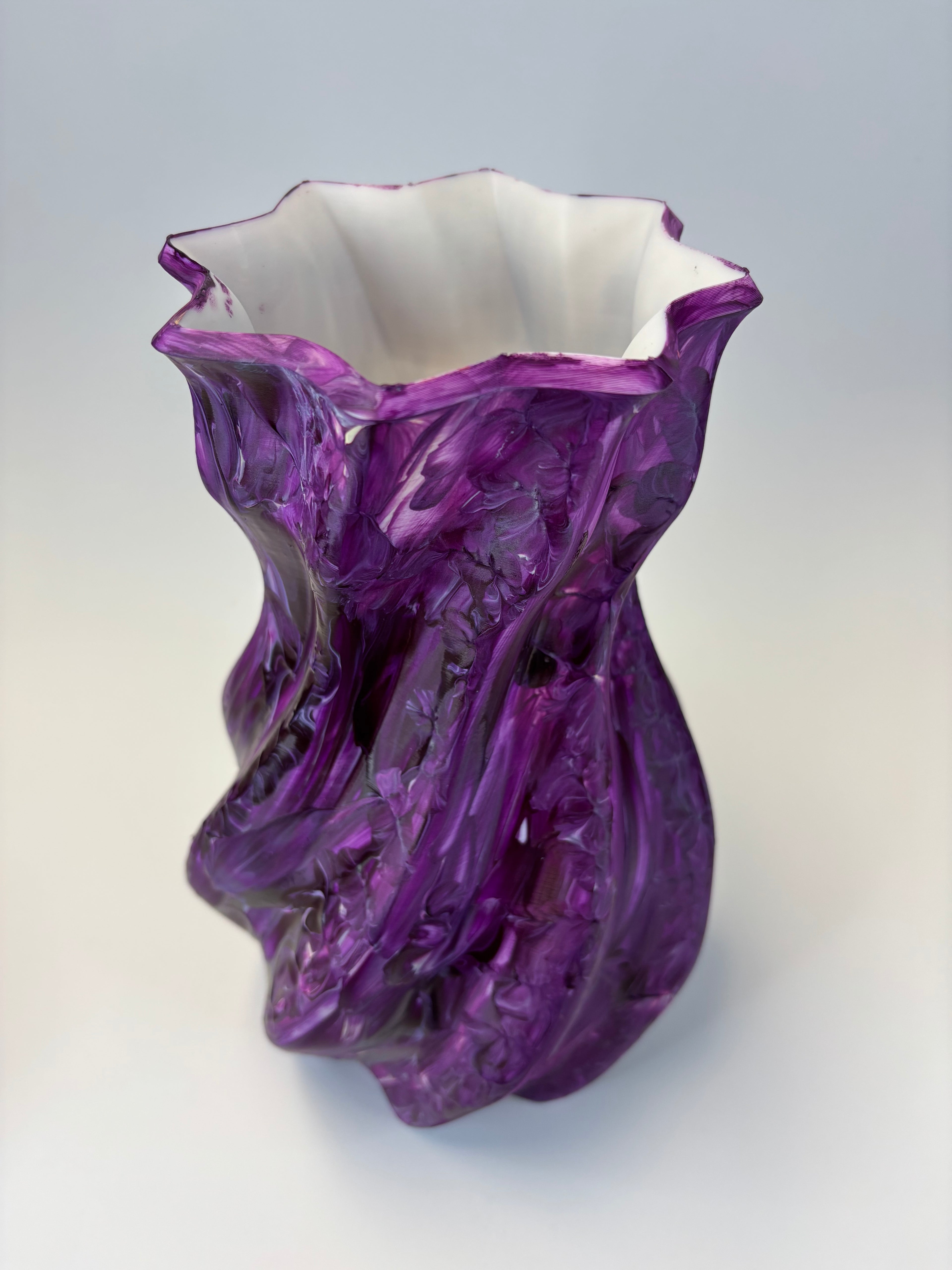 Purple glass sculpture styled vase