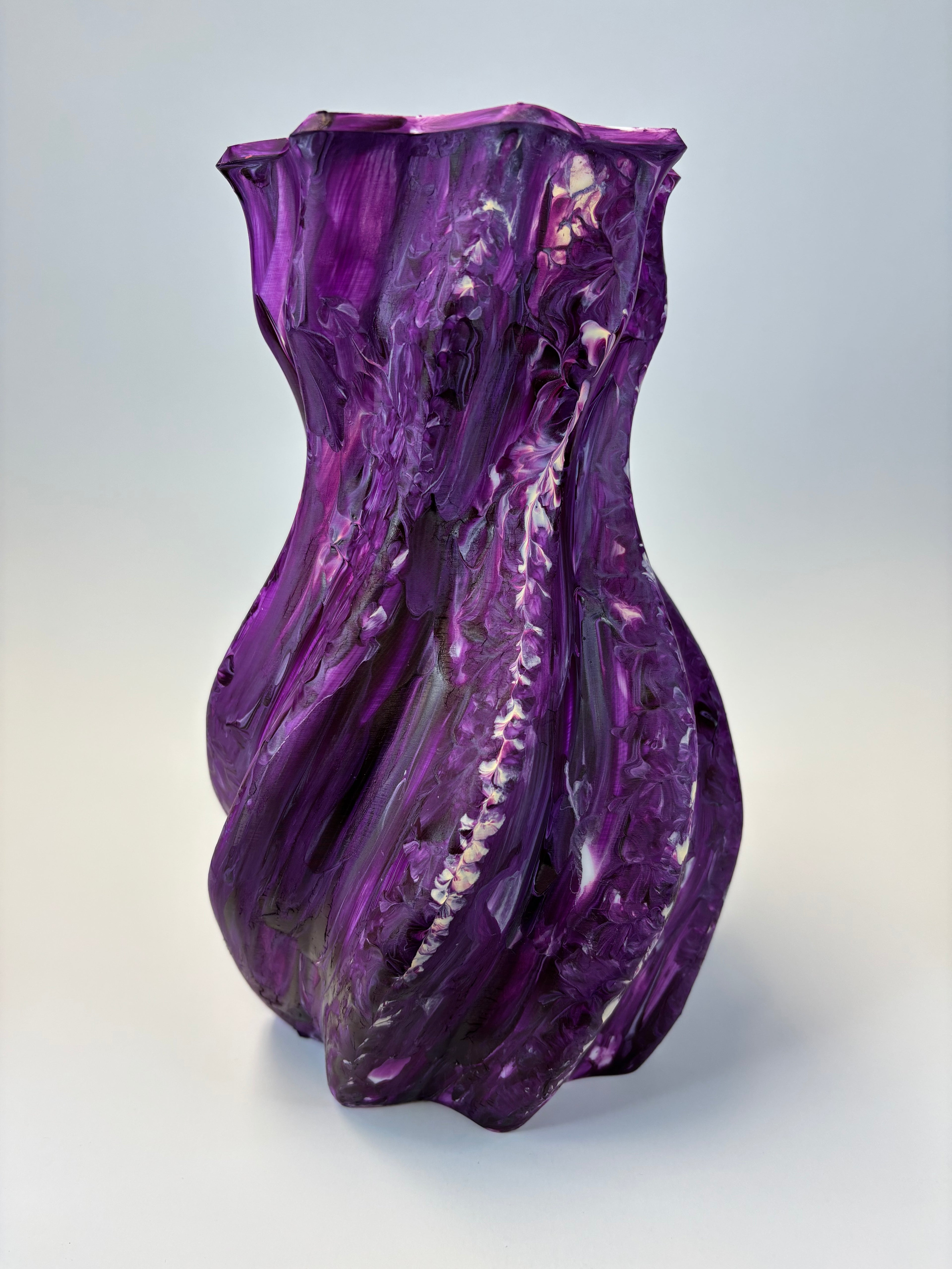 Purple glass sculpture styled vase