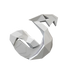 A 3D low-poly geometric sculpture of a stylized snake or dragon, rendered in shades of gray, shown on a transparent checkered background.